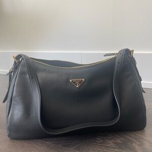 Prada Aimee Black Leather Shoulder Bag Large